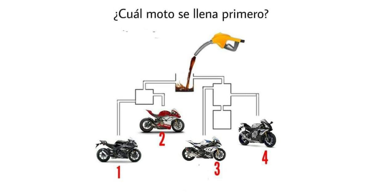 Analiza y resuelve este complicado acertijo mental: ¿Qué moto se llenará primero?