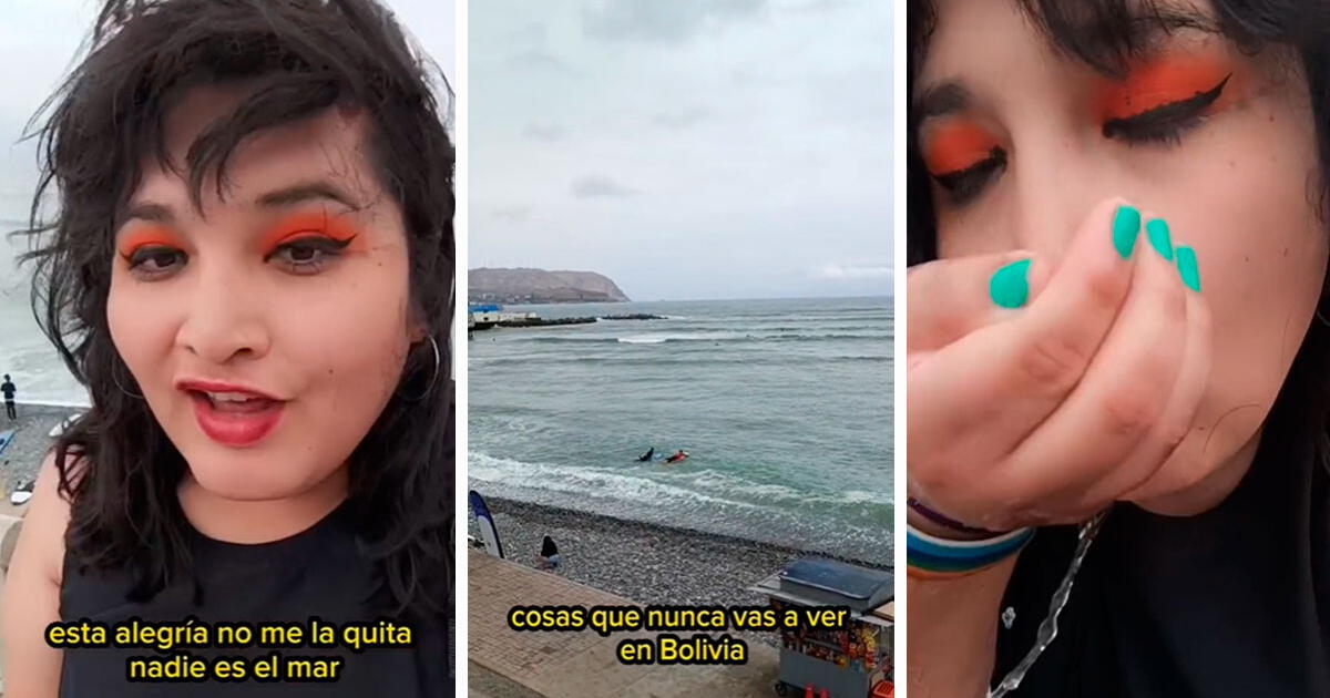 Boliviana enloquece de alegría tras conocer el mar por primera vez: 