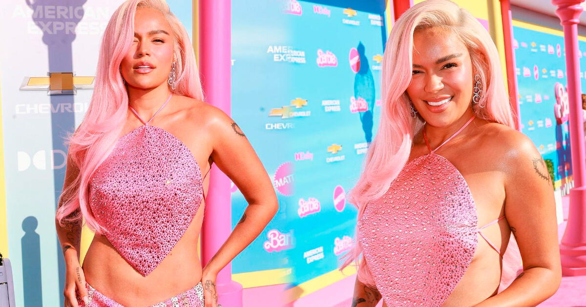 Karol G deslumbra con impactante vestido rosa en la premiere de 