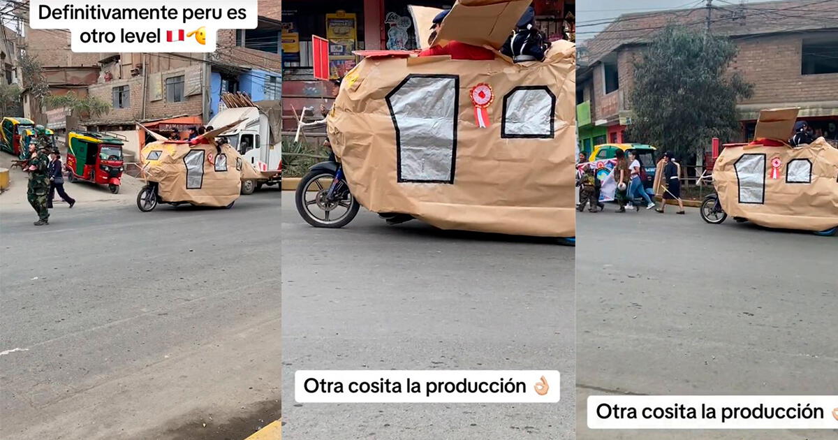 Por Fiestas Patrias 'convierte' su mototaxi en avión de las FF.AA. y sale a desfilar en SJL