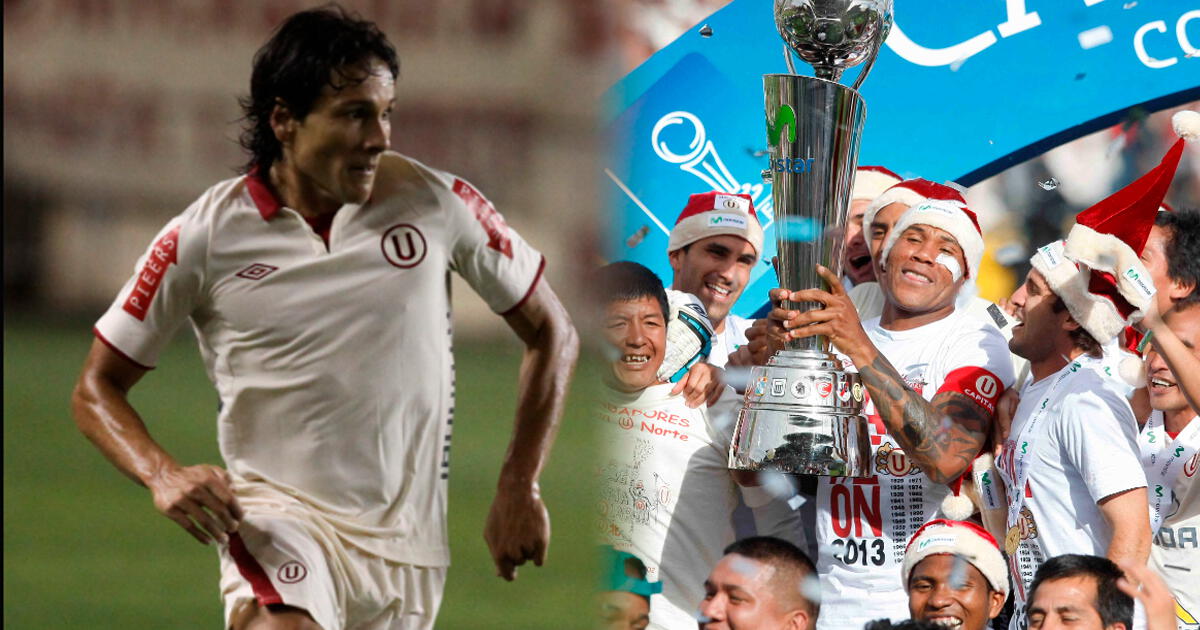 Miguel Torres, former player of Universitario, celebrates the 99 years with the 2013 championship.