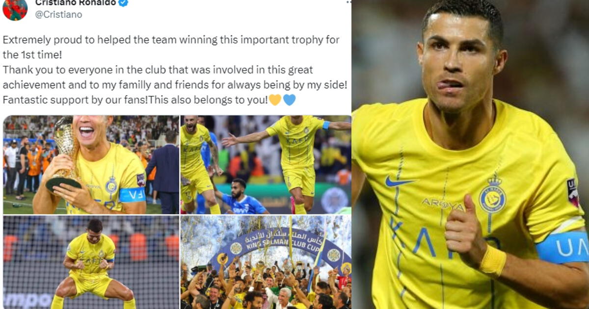 Cristiano Ronaldo deja emotivo mensaje tras conquistar su primer título con Al Nassr