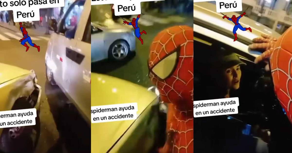 Spider-Man acude a emergencia tras choque de autos y desata 'fiebre arácnida' en Centro de Lima