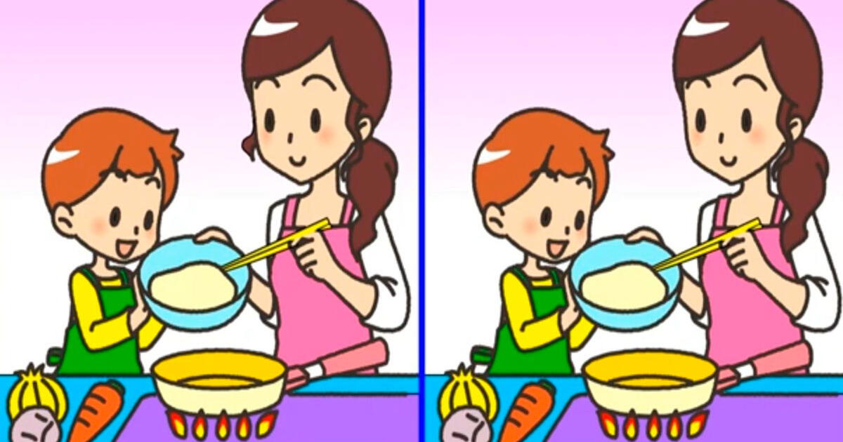 Ayuda a la mamá y su hijo a terminar de cocinar: ¿Podrás encontrar las diferencias a tiempo?