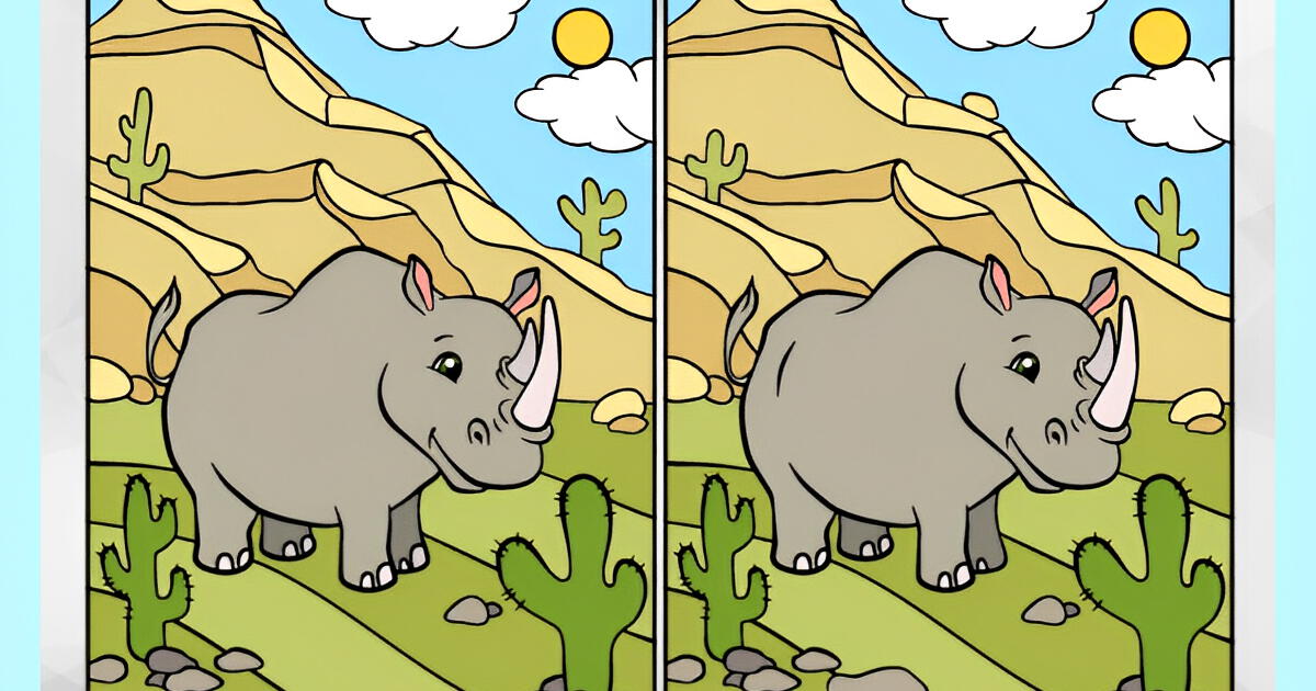 Supera el reto visual encontrando las 7 diferencias entre las imágenes del rinoceronte
