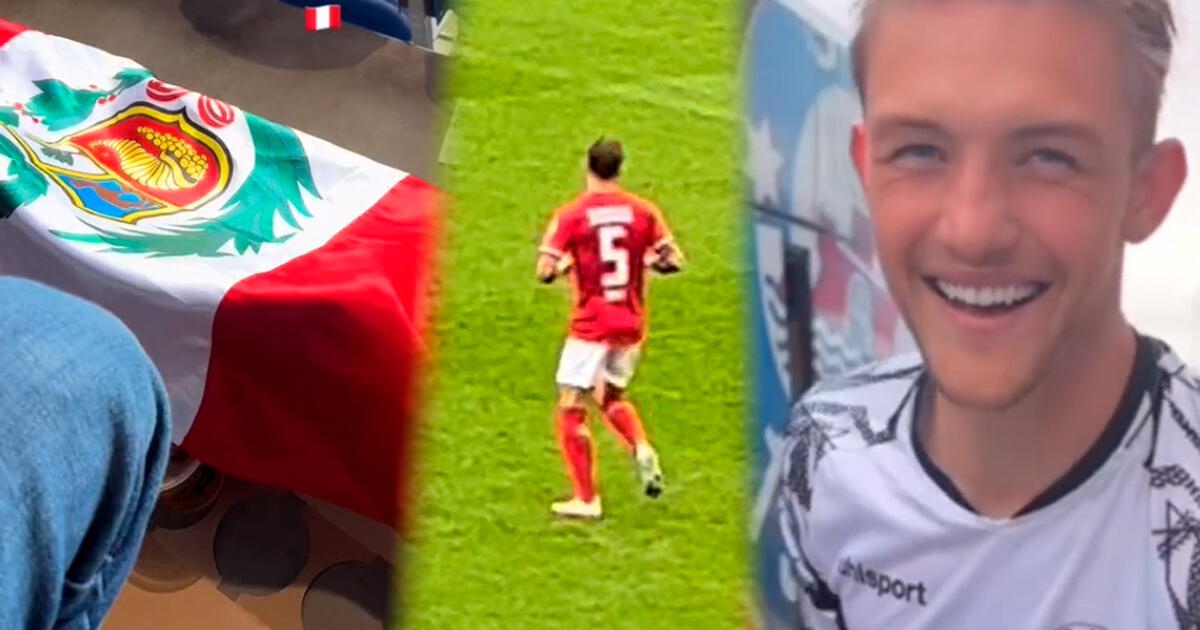 Oliver Sonne and his emotional reaction after fans showed him the Peruvian flag.