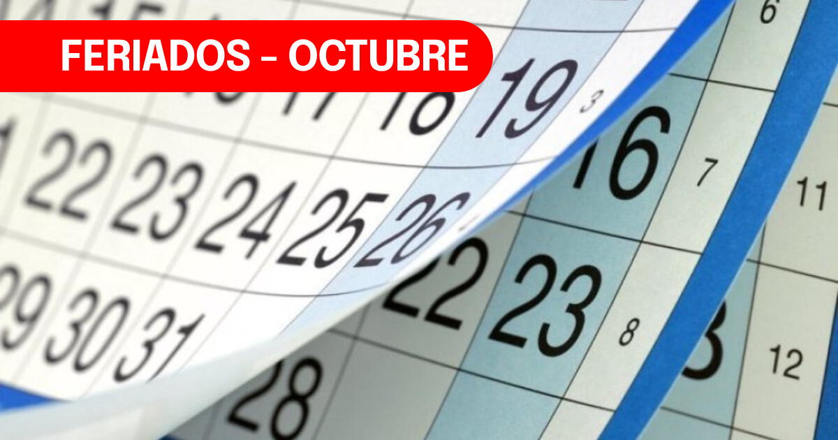 Calendario de feriados y días no laborales de octubre 2023 en Perú