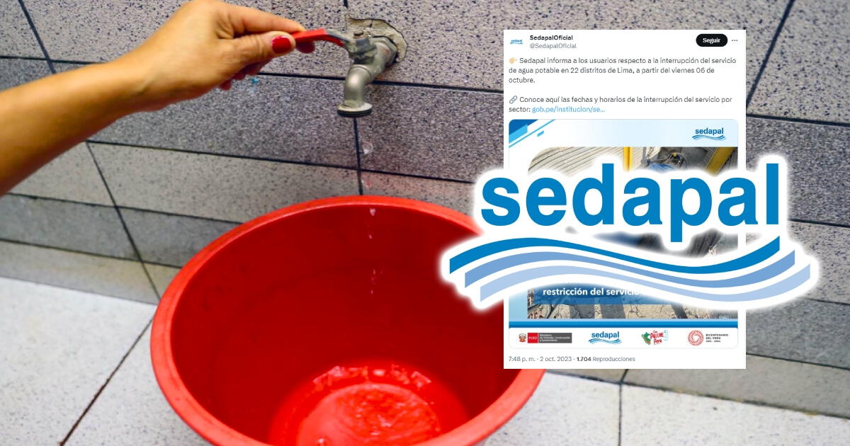 Sedapal lanza NUEVO COMUNICADO sobre corte de agua en 22 distritos de Lima