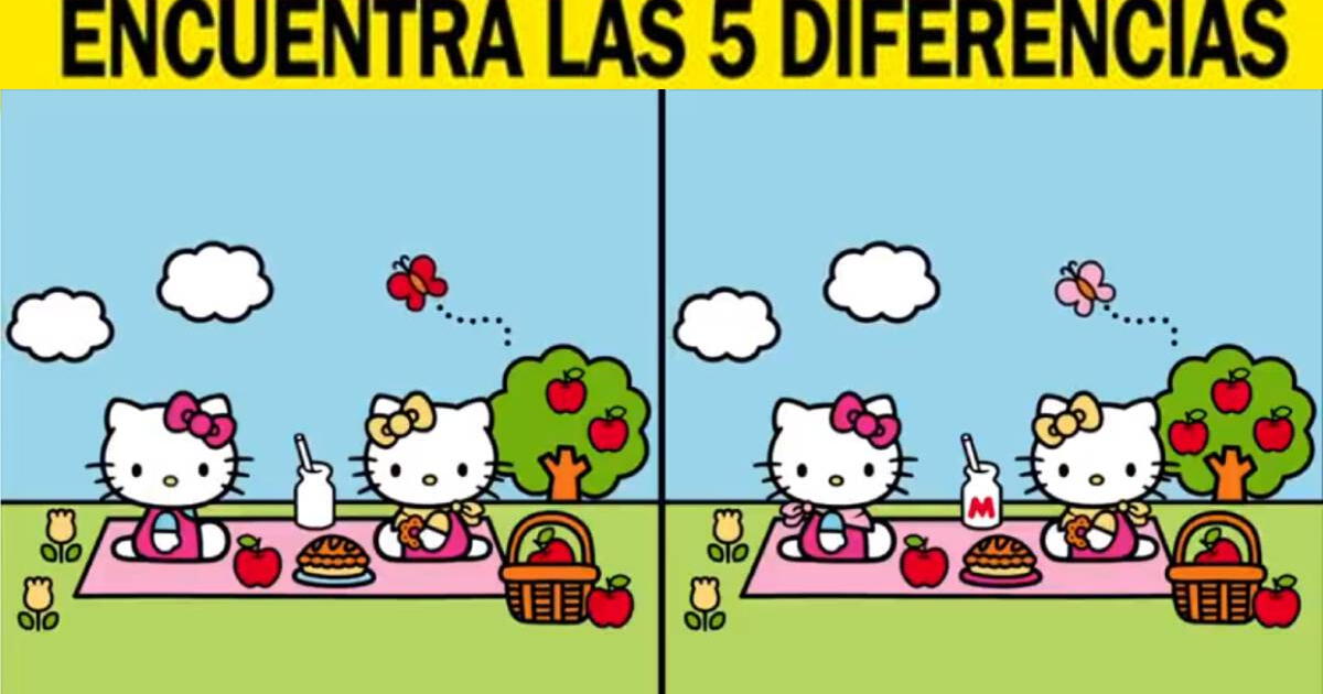 Demuestra que Hello Kitty es tu favorita encontrando las 5 diferencias de la foto