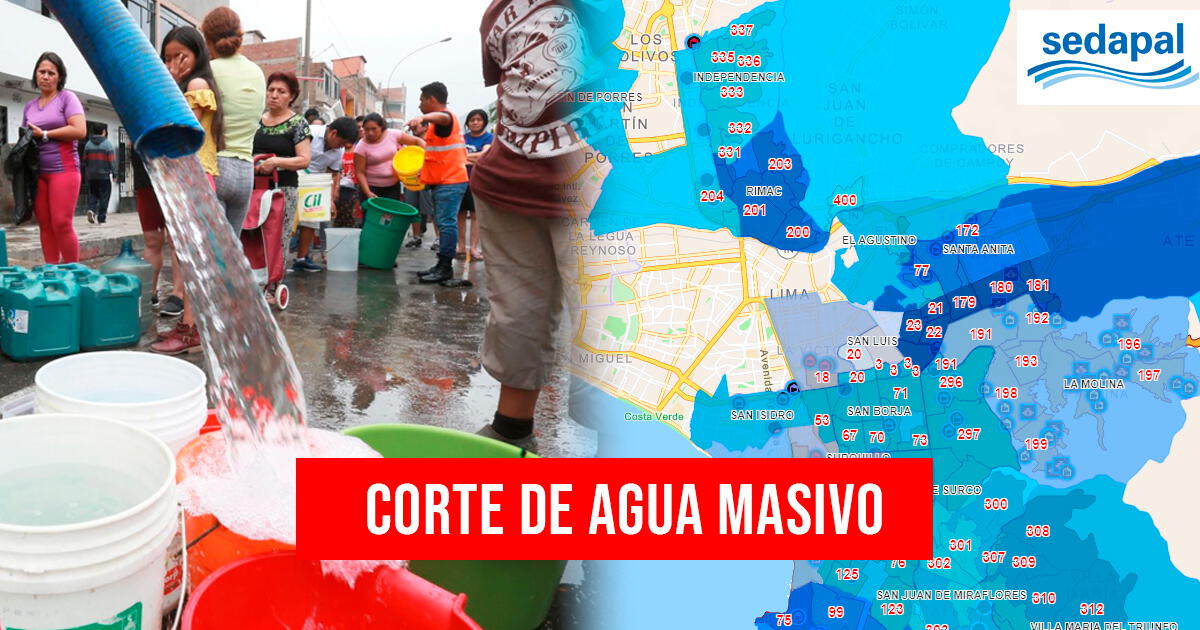 Zonas afectadas por el corte de agua en Lima HOY: mapa y puntos de abastecimiento