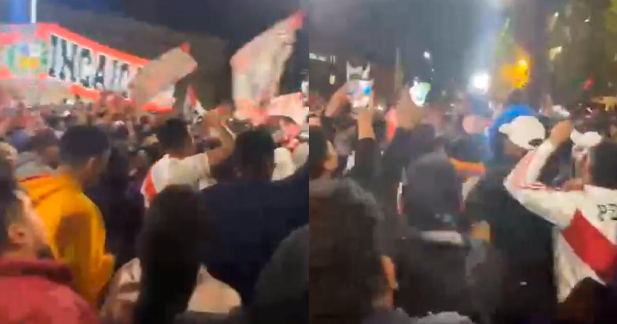 Hinchas realizaron impresionante 'banderazo' en la concentración de Perú en Santiago 