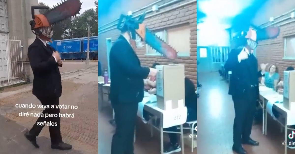 Elecciones Argentina 2023: hombre fue a votar por Milei disfrazado de 'Chainsaw Man'