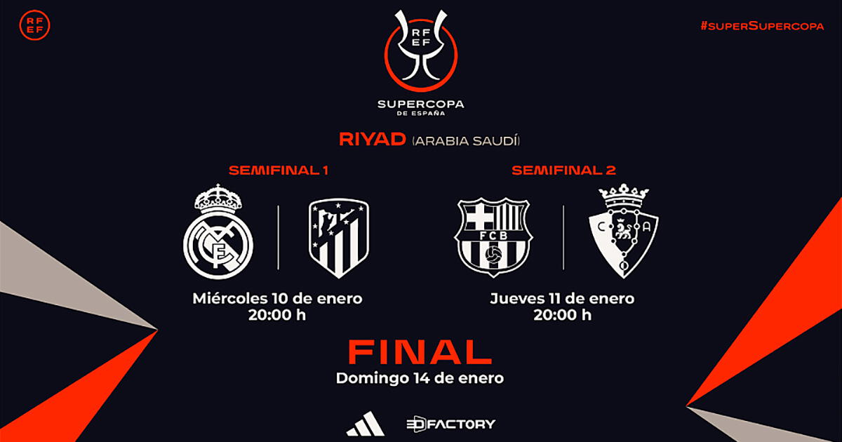 Supercopa de España 2024: día, fecha, hora y canal para ver a Real Madrid y Barcelona