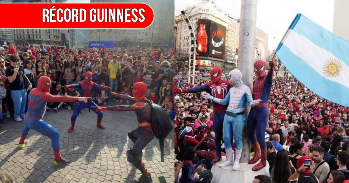 Why did several Spidermans gather at the Obelisco in Argentina?