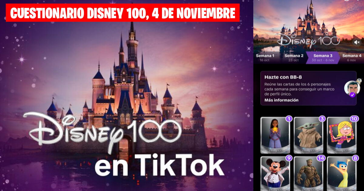 Cuestionario Disney 100 del sábado 4 de noviembre: respuestas correctas en TikTok