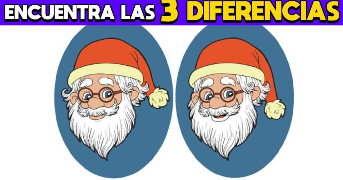 Prepárate para la navidad y encuentra las 3 únicas diferencias en Papá Noel