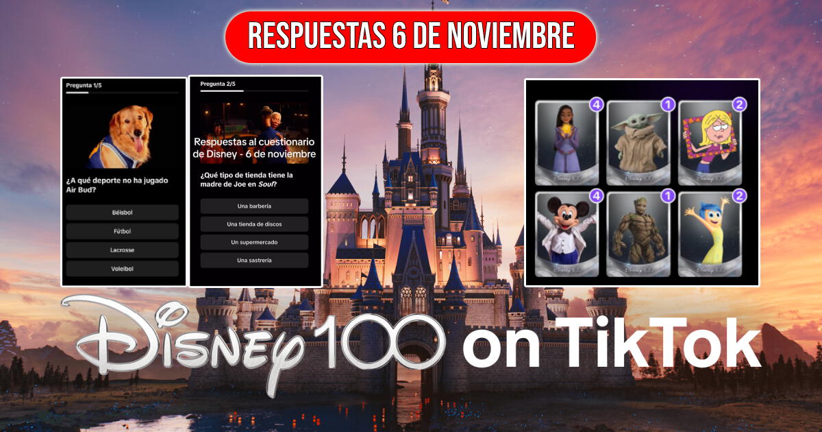 Cuestionario Disney 100, 6 de noviembre: respuestas correctas del reto viral de TikTok