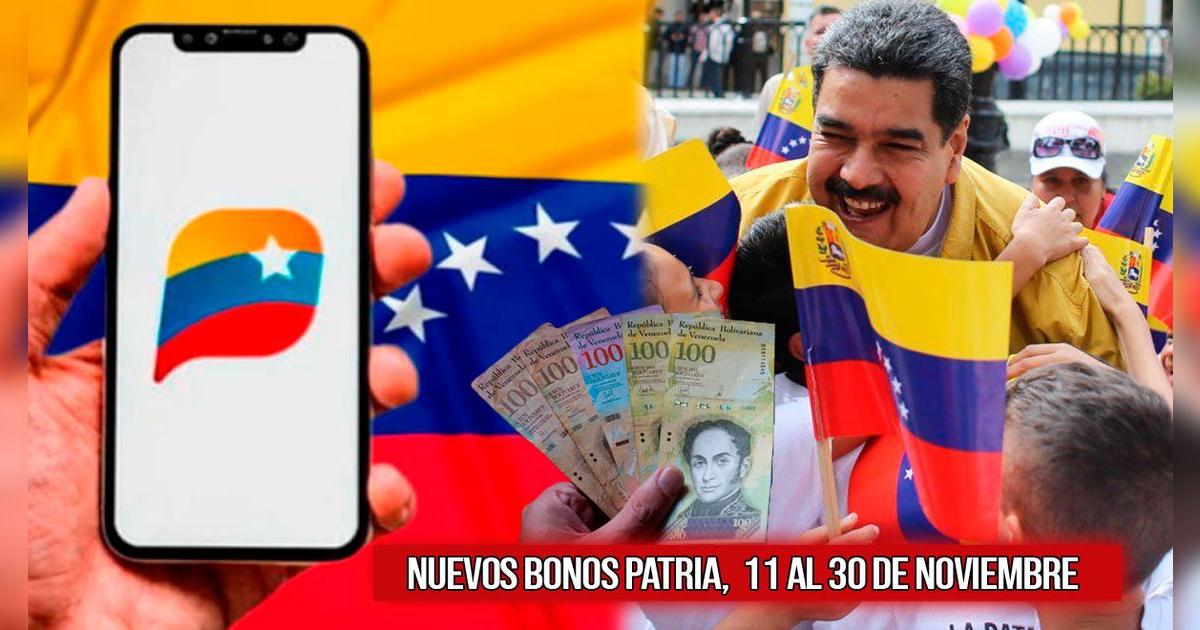Nuevos Bonos Patria: lista de subsidios que se pagarán del 15 al 30 de noviembre