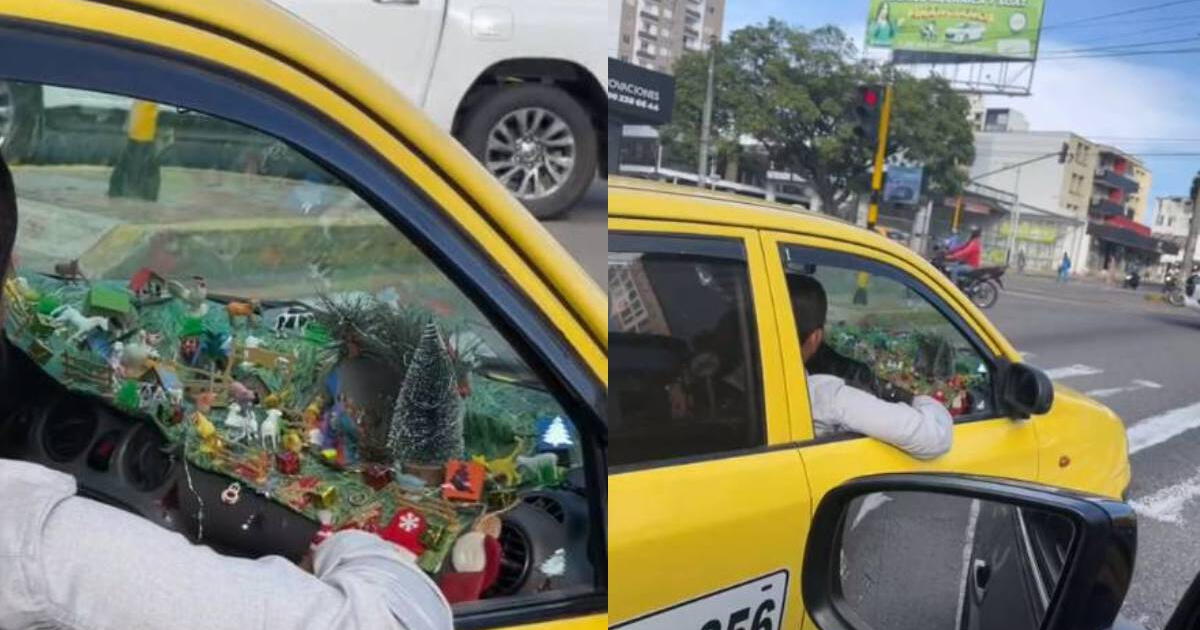Taxista es invadido por el espíritu navideño y arma su propio nacimiento en auto