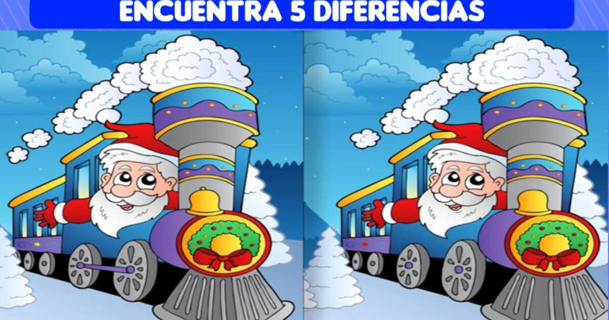 Busca las 5 diferencias entre las imágenes del tren de Papá Noel y triunfa