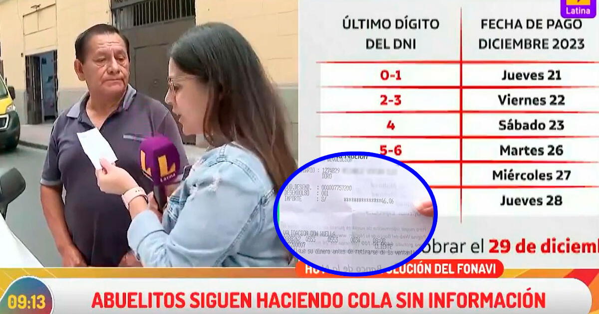 Aportó 12 años al Fonavi, pensaba recibir 6 mil soles pero terminó cobrando 46 soles