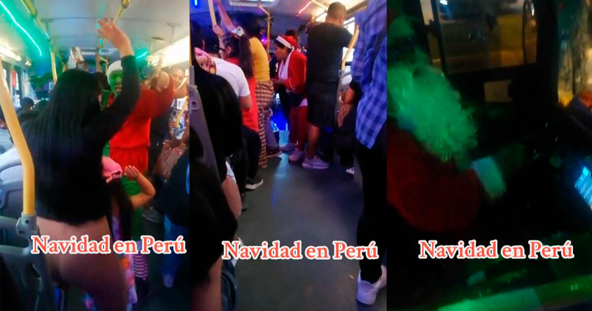 Duende, Papa Noel y Mamanuela arman fiesta navideña en bus de transporte público