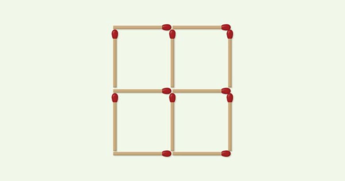 Un clásico acertijo visual: ¿puedes formar tres cuadrados con solo mover tres cerillos?