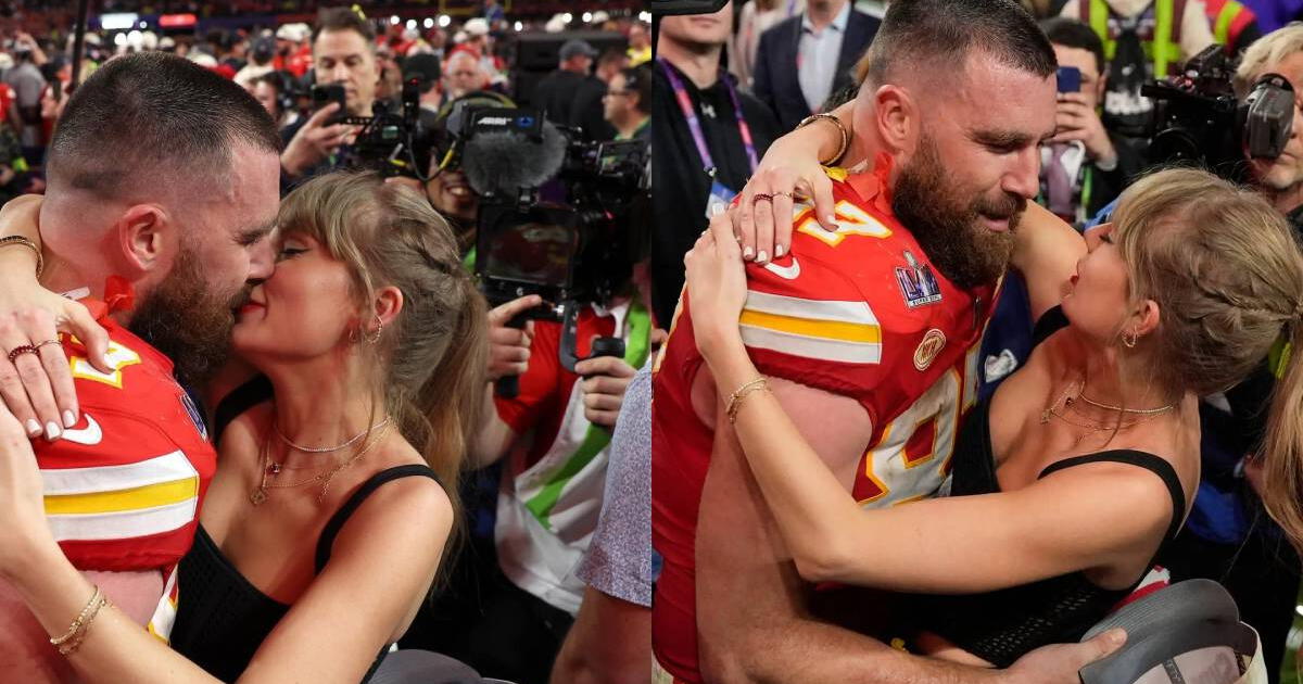 El apasionado beso de celebración entre Taylor Swift y Travis Kelce en el Super Bowl