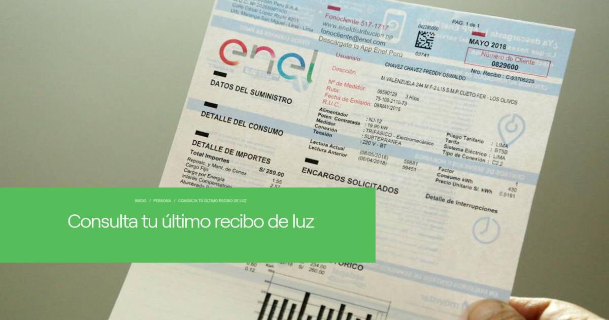 Recibo de luz Enel: revisa y descarga tu consumo del mes ONLINE AQUÍ