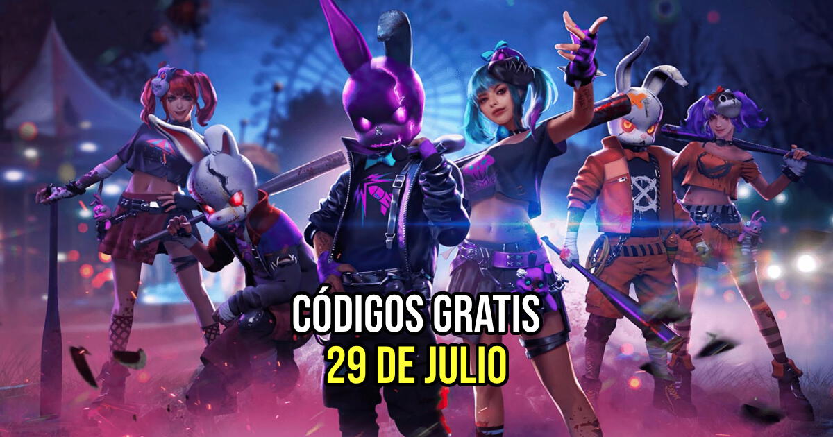 Free Fire: códigos de HOY, lunes 29 de julio para canjear recompensas GRATIS