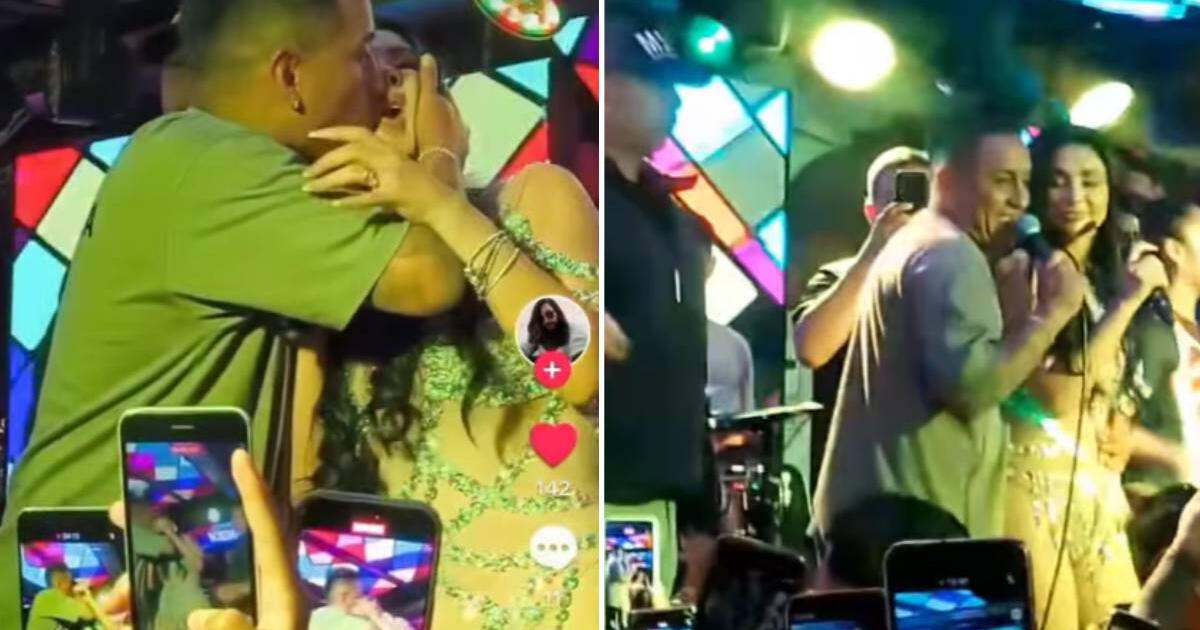 Christian Cueva se sube al escenario de Pamela Franco y le roba BESO, pero ella tiene CURIOSO GESTO