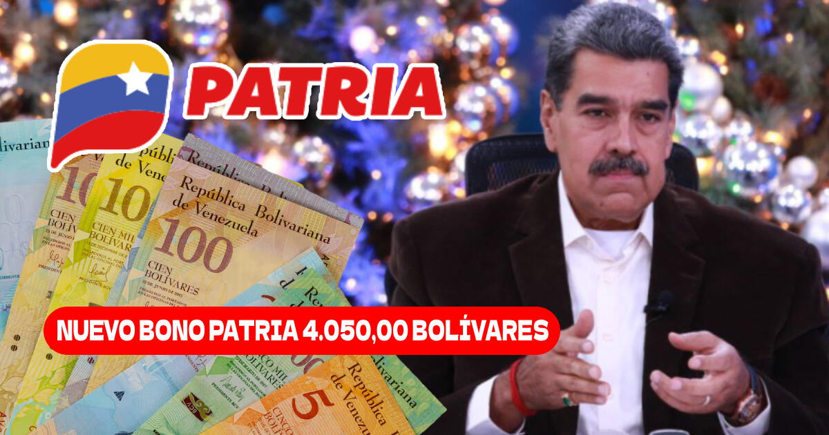 NUEVO Bono Patria 4.050,00 bolívares, noviembre 2024: Activa y recibe HOY el subsidio por Sistema Patria