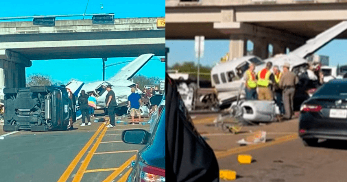 Video del preciso momento en que avioneta impactada con vehículos en Texas