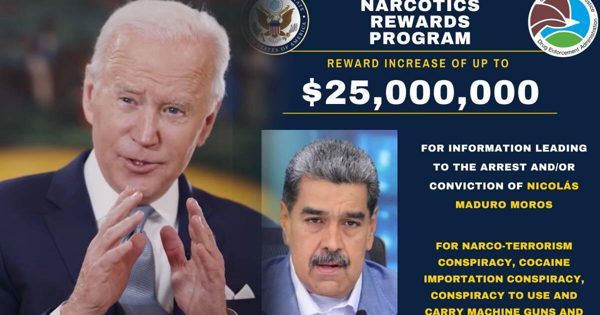 Estados Unidos responde y eleva a US$25 millones la recompensa por CAPTURA de Nicolás Maduro