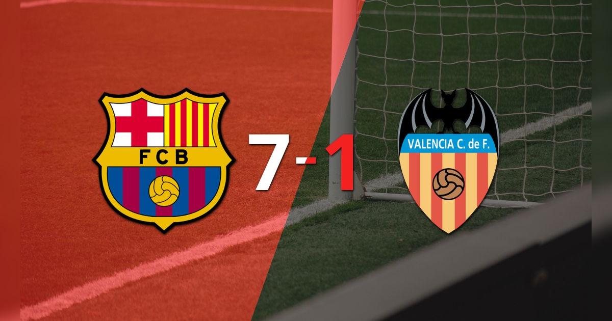 Barcelona golea 7-1 a Valencia y Fermín López firma doblete