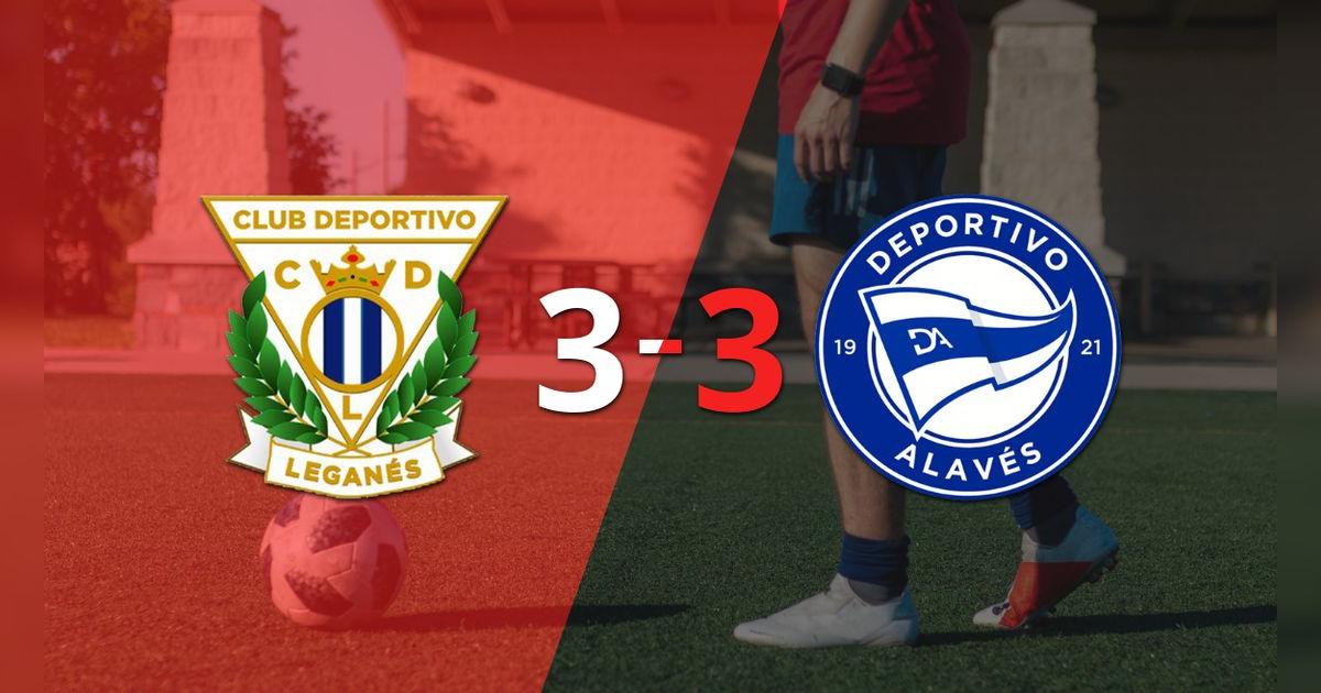 Leganés empató 3-3 ante Alavés con doblete de Daniel Raba