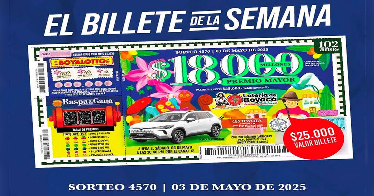 Lotería de Boyacá HOY, 3 de mayo 2025: resultados EN VIVO del último sorteo 4570