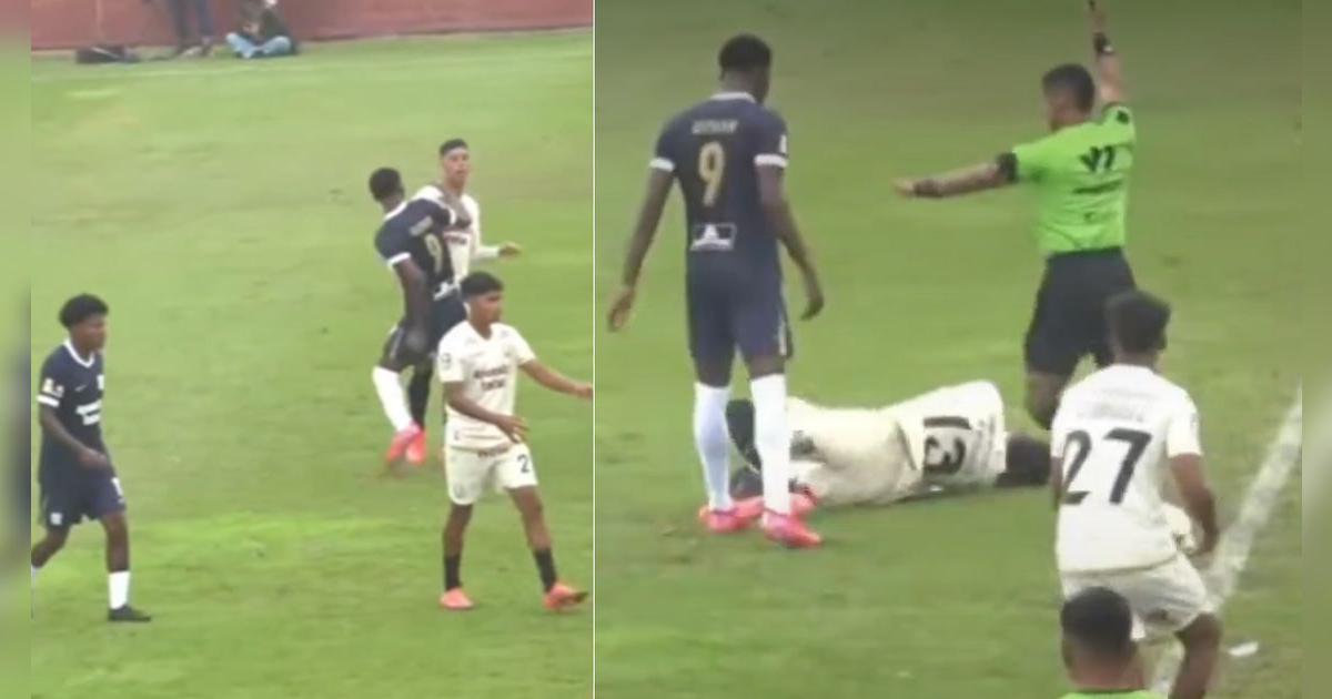 ¡Terrible! Víctor Guzmán golpeó a jugador de Universitario con fuerte codazo y es expulsado