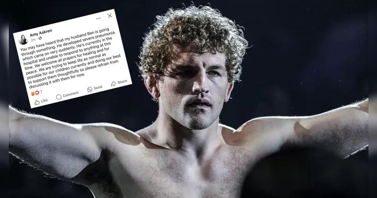 Un knockout de salud: El excampeón Ben Askren se encuentra en un estado crítico por nuemonía.