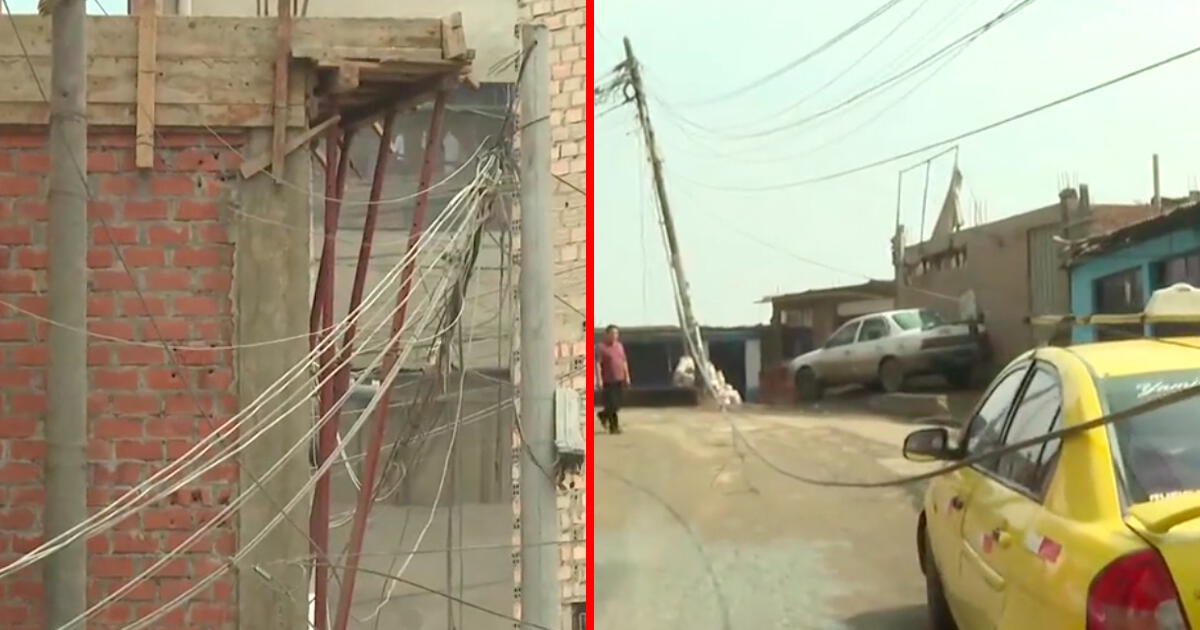 Vecino construye casa de dos pisos y coloca su propio poste, pero cables se descolgaron: se exige la demolición