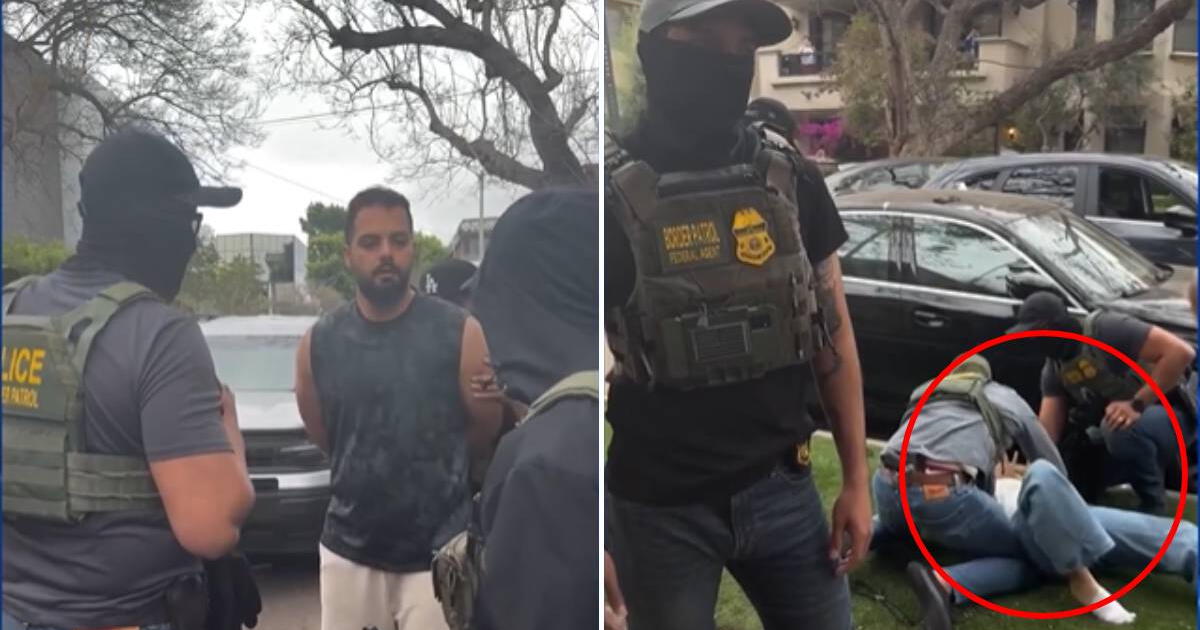Duro momento en Los Ángeles: inmigrante CONVULSIONA al ver a su esposo ser arrestado por agentes del ICE