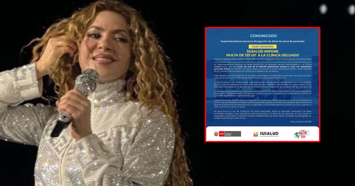 Clínica Delgado pagará más de medio millón por difundir información de Shakira en Perú