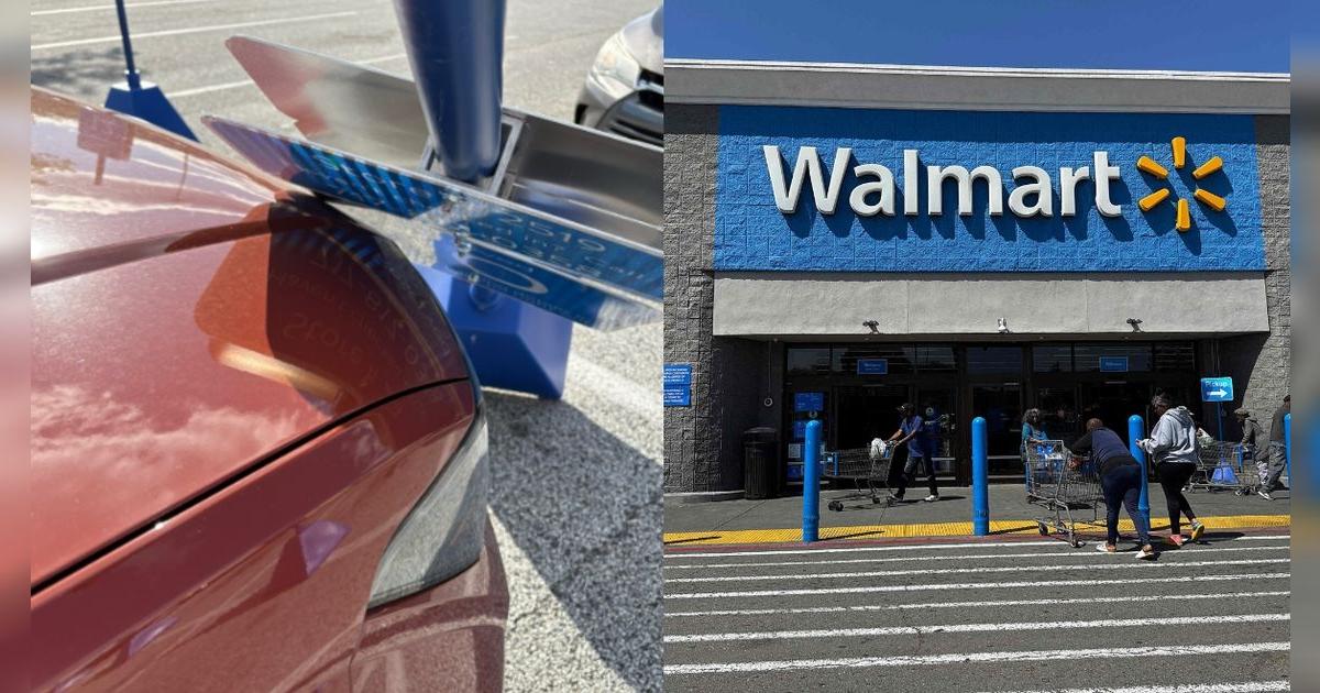 Pánico en Walmart: mujer detiene su auto frente a la tienda y el letrero cae encima, causando fuertes daños
