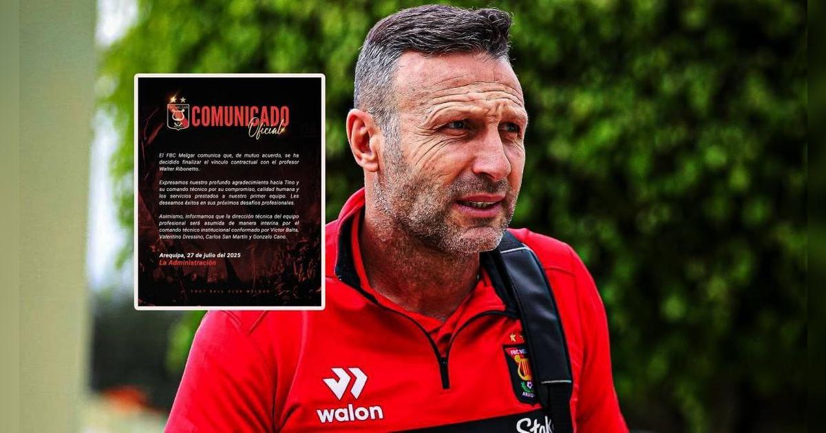 ¡Oficial! Walter Ribonetto dejó de ser técnico de FBC Melgar tras perder ante Cusco FC
