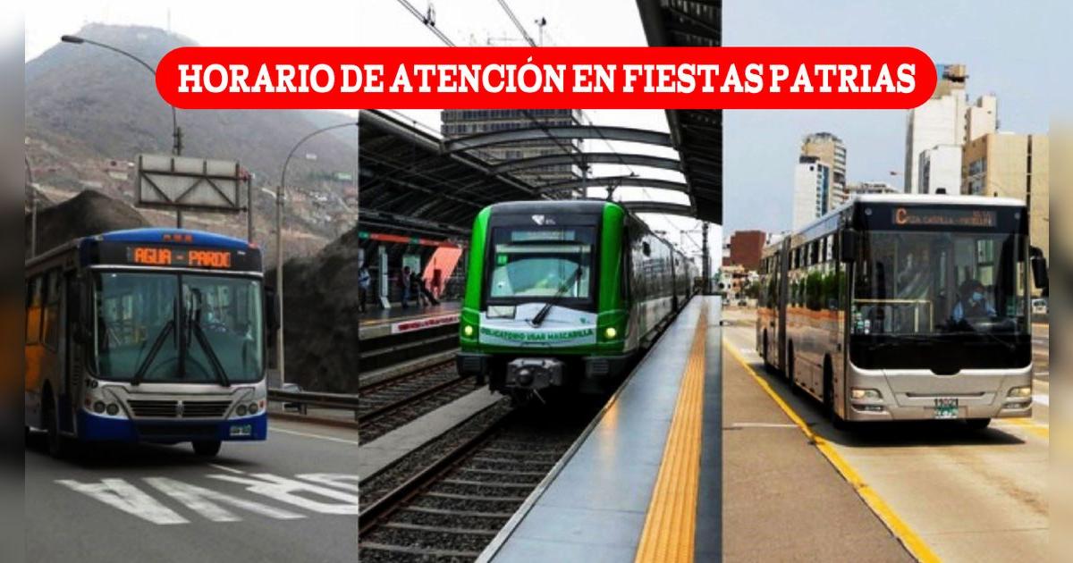 Horario de atención del Metropolitano, Metro de Lima y corredores en Fiestas Patrias