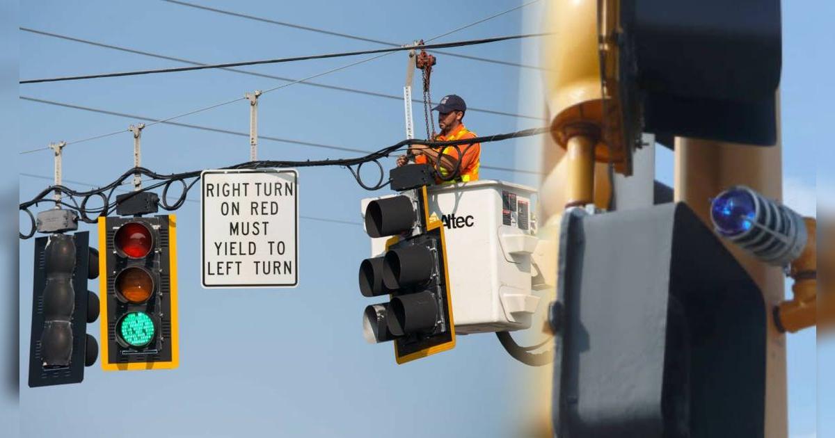 Cambian semáforos de Florida | Instalan luces azules para sancionar a conductores que cometan esta infracción