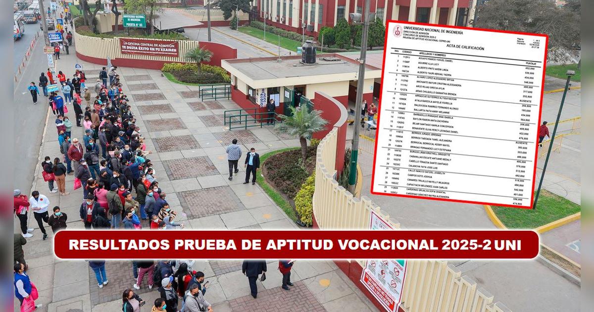 Examen de admisión UNI 2025-2: Resultados AQUÍ de la prueba de aptitud vocacional de este sábado 9 de agosto