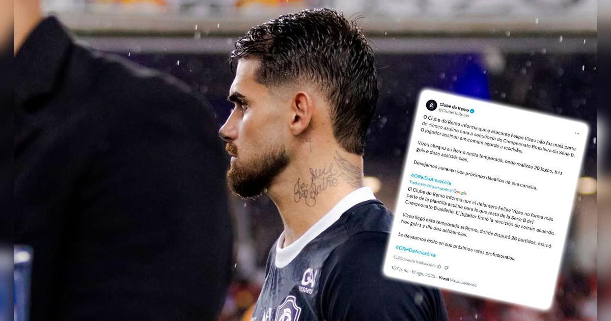 Club Remo de Brasil rompe su silencio y anuncia salida de Felipe Vizeu tras rumores con Cristal