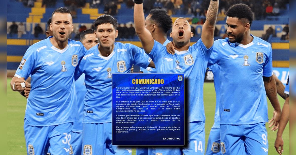 ¡Se aferra a la Liga 1! Binacional sacó tajante comunicado tras descenso: 