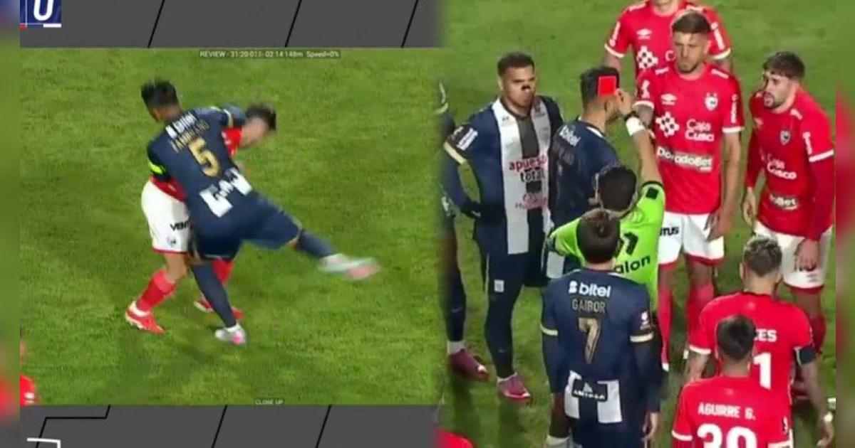 Carlos Zambrano es expulsado por tirar un codazo a Arias y deja a Alianza Lima con 10 hombres